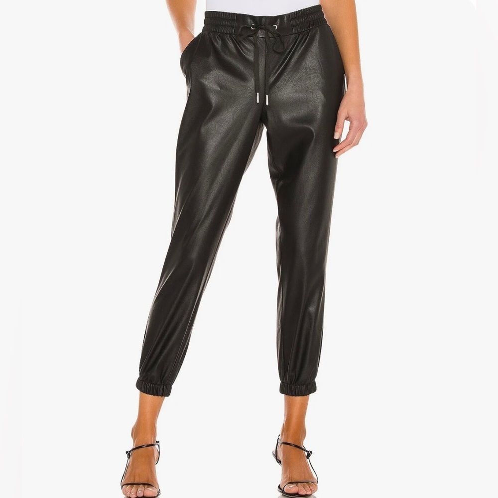 N:PHILANTHROPY ladies Black Scarlett Faux Leather Joggers Sz Large